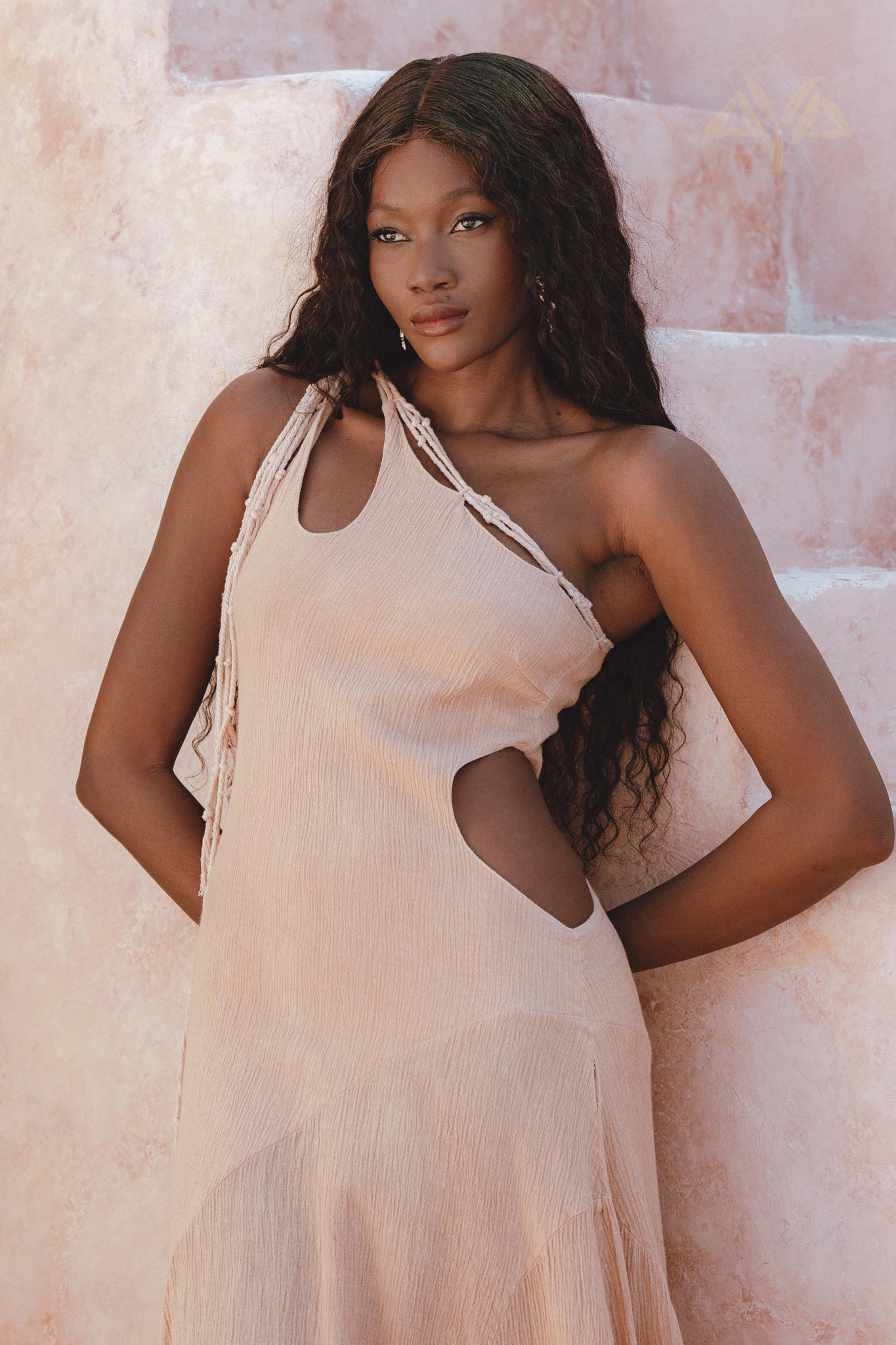 Powder Pink Aisha Dress • Greek Goddess Dress • Asymmetrical Bridesmaid Dress - AYA SW IDR
