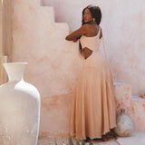 Powder Pink Aisha Dress • Greek Goddess Dress • Asymmetrical Bridesmaid Dress - AYA SW IDR