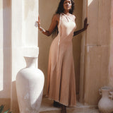 Powder Pink Aisha Dress • Greek Goddess Dress • Asymmetrical Bridesmaid Dress - AYA SW IDR