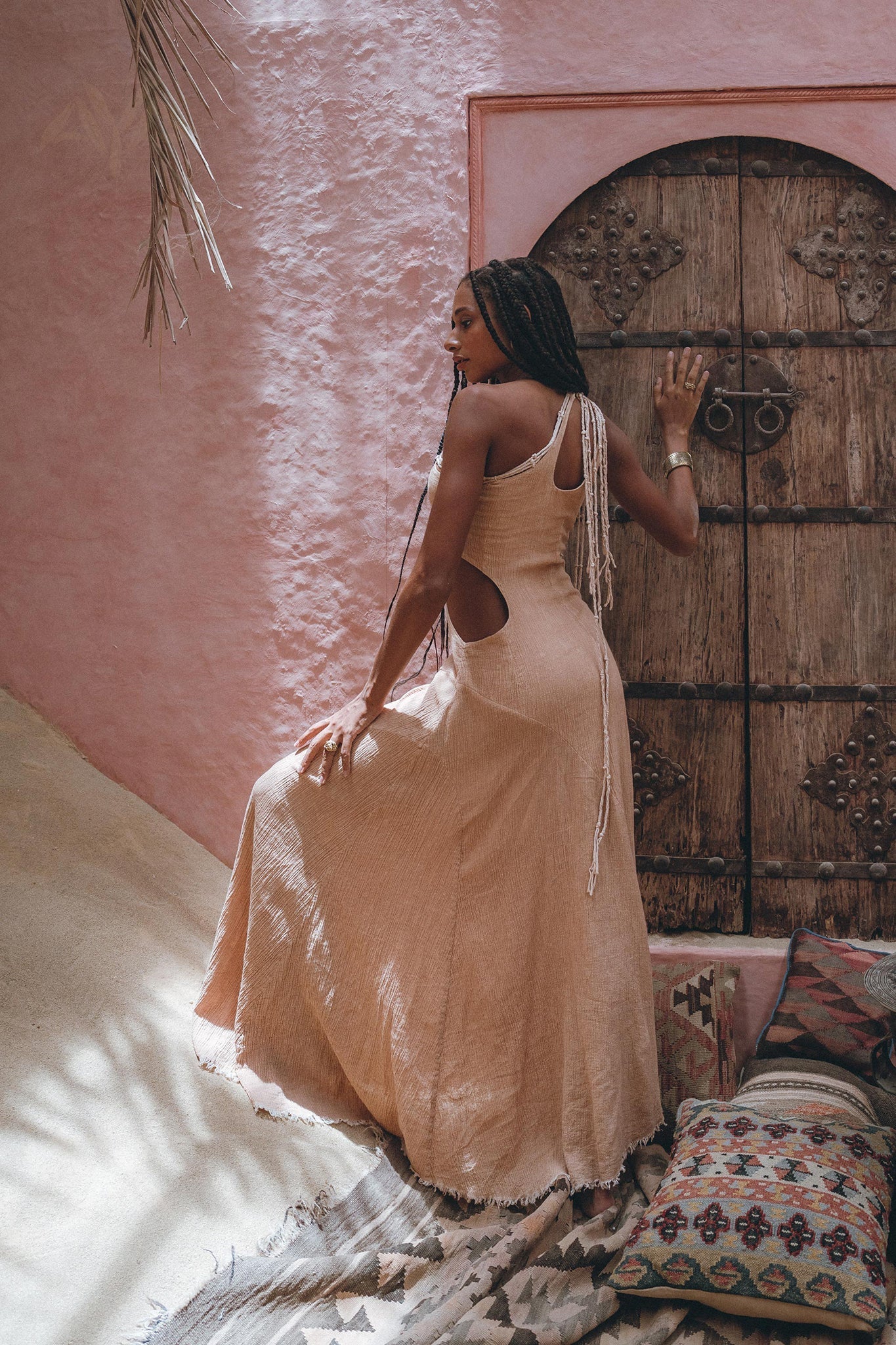Powder Pink Aisha Dress • Greek Goddess Dress • Asymmetrical Bridesmaid Dress - AYA SW IDR