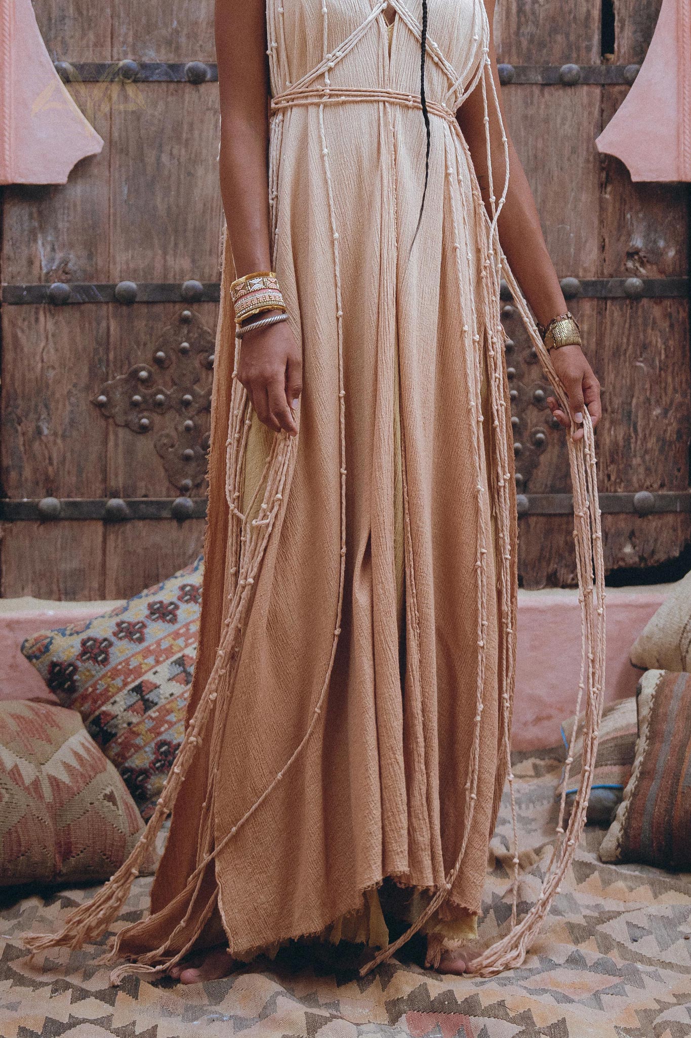 Powder Pink Athena Cape • Ombré Braided Lightweight Kimono • Macrame Robe for Women - AYA SW IDR