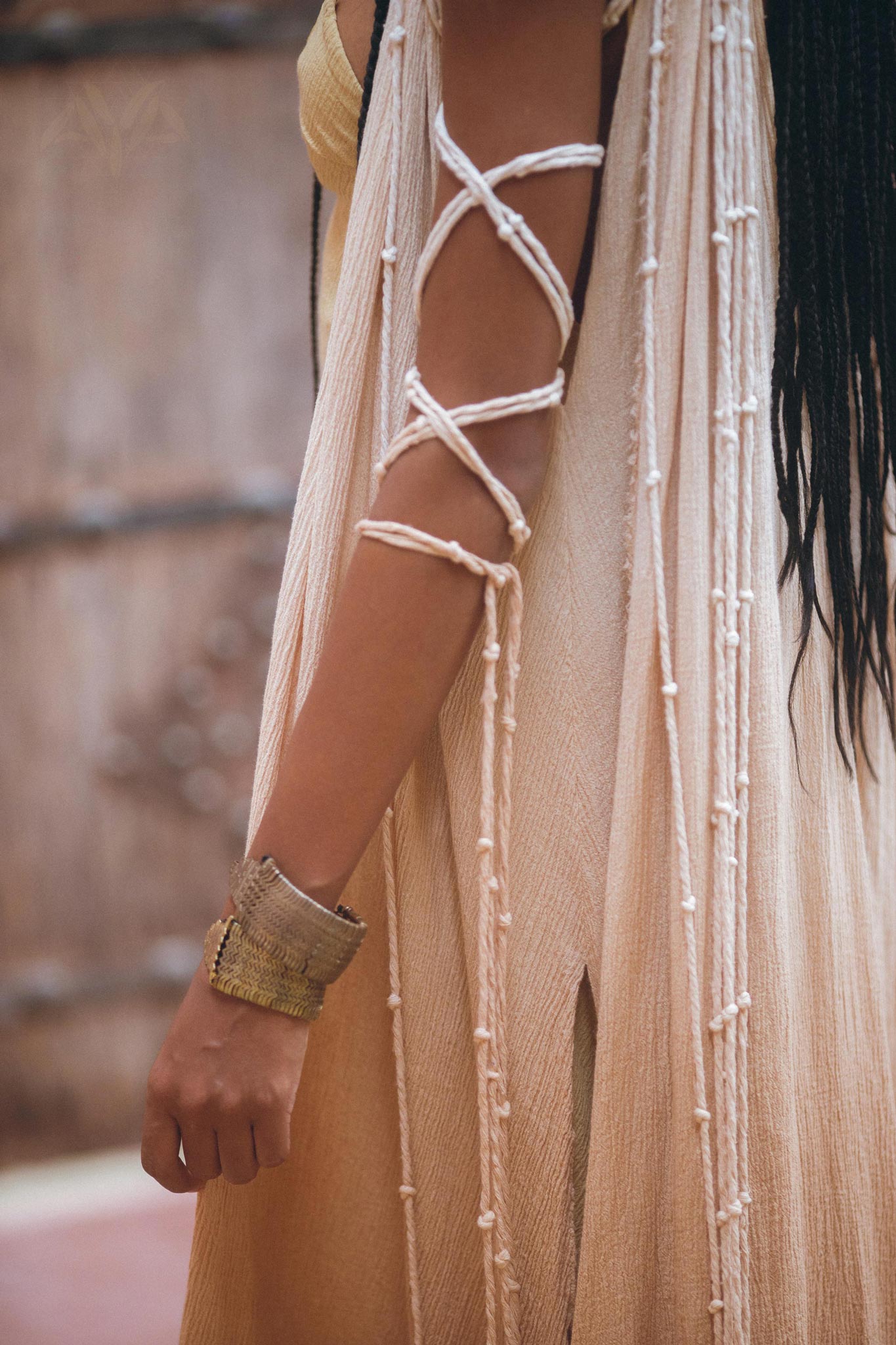 Powder Pink Athena Cape • Ombré Braided Lightweight Kimono • Macrame Robe for Women - AYA SW IDR
