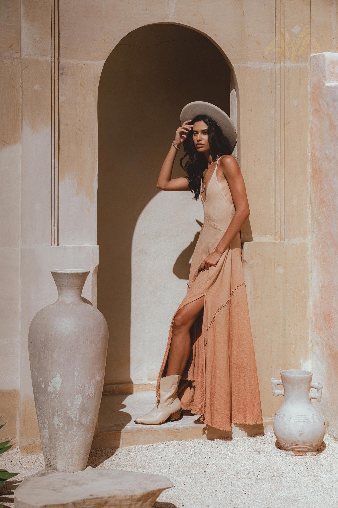 Powder Pink Bhakti Dress • Organic Cocktail Dress • Ombré Minimalist Dress - AYA SW IDR