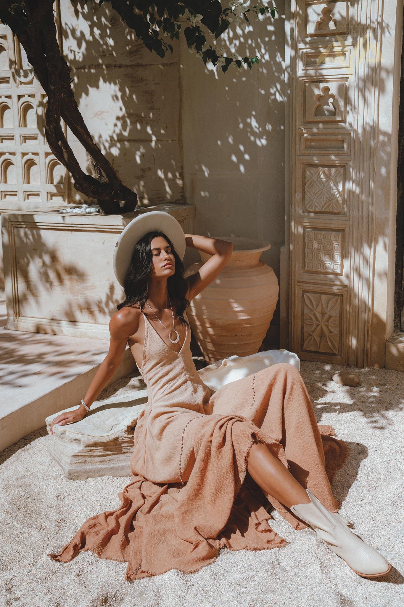 Powder Pink Bhakti Dress • Organic Cocktail Dress • Ombré Minimalist Dress - AYA SW IDR