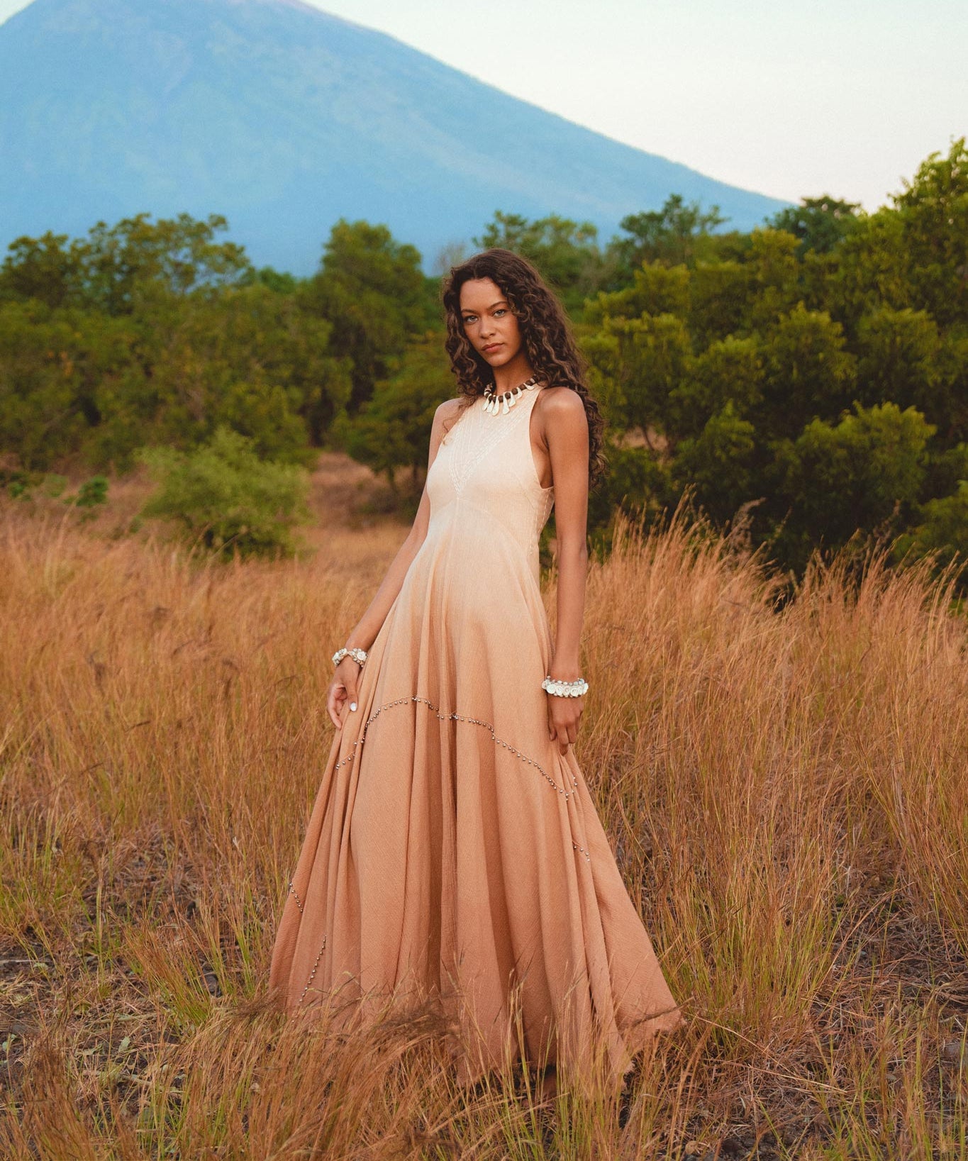 Powder Pink Bhakti Dress • Organic Cocktail Dress • Ombré Minimalist Dress - AYA SW IDR