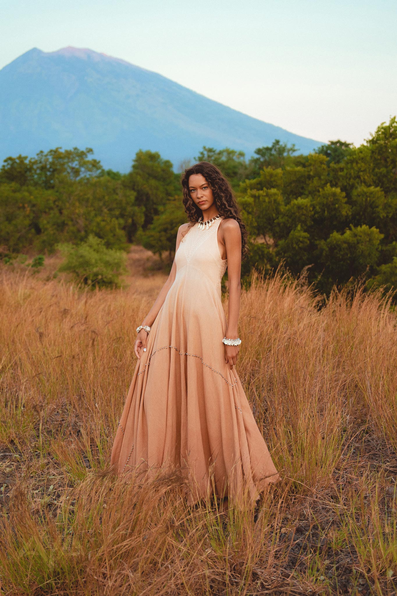 Powder Pink Bhakti Dress • Organic Cocktail Dress • Ombré Minimalist Dress - AYA SW IDR