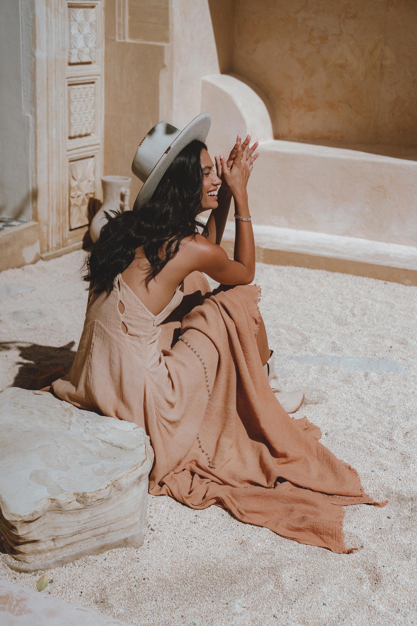Powder Pink Bhakti Dress • Organic Cocktail Dress • Ombré Minimalist Dress - AYA SW IDR