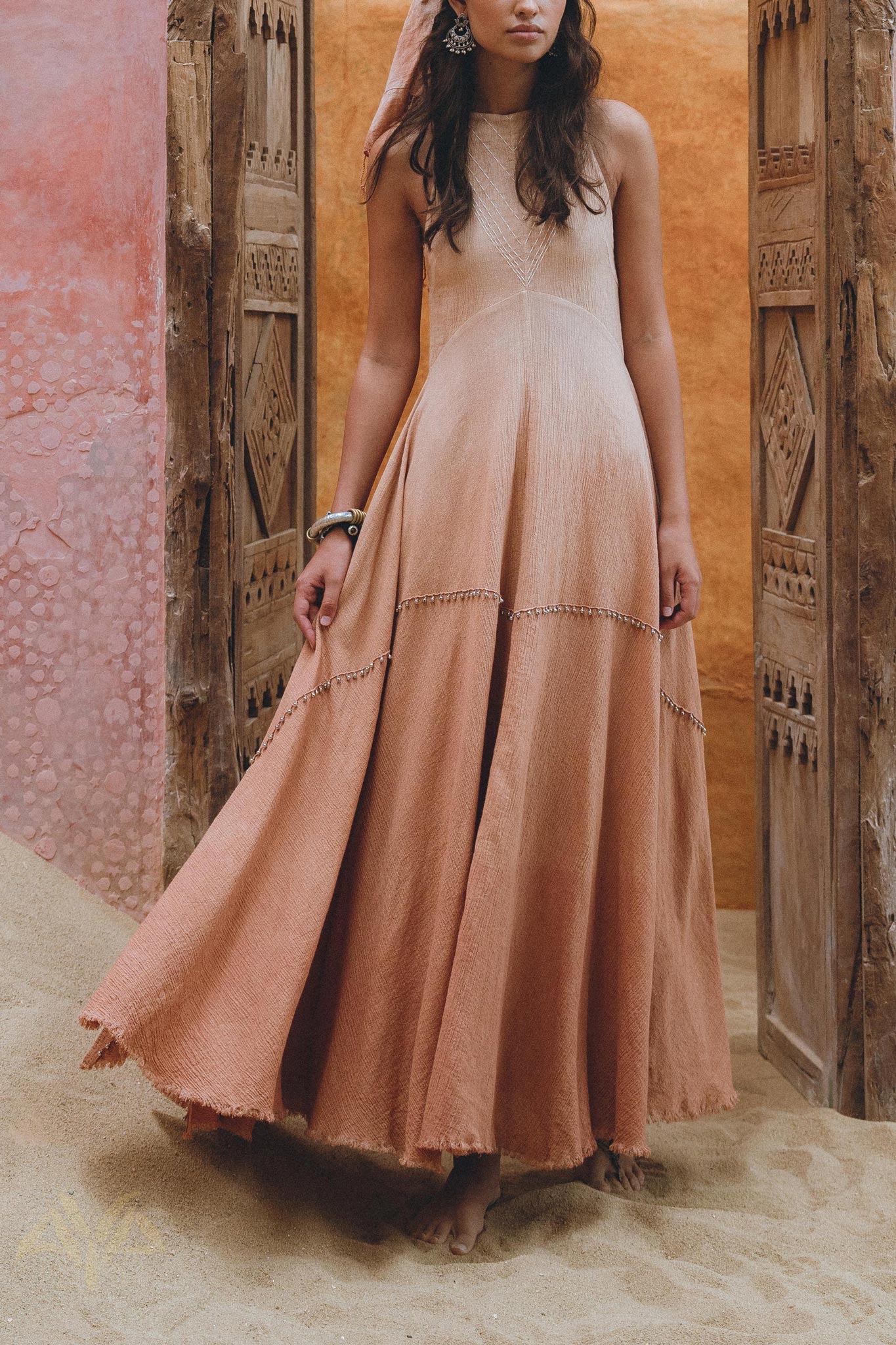 Powder Pink Bhakti Dress • Organic Cocktail Dress • Ombré Minimalist Dress - AYA SW IDR