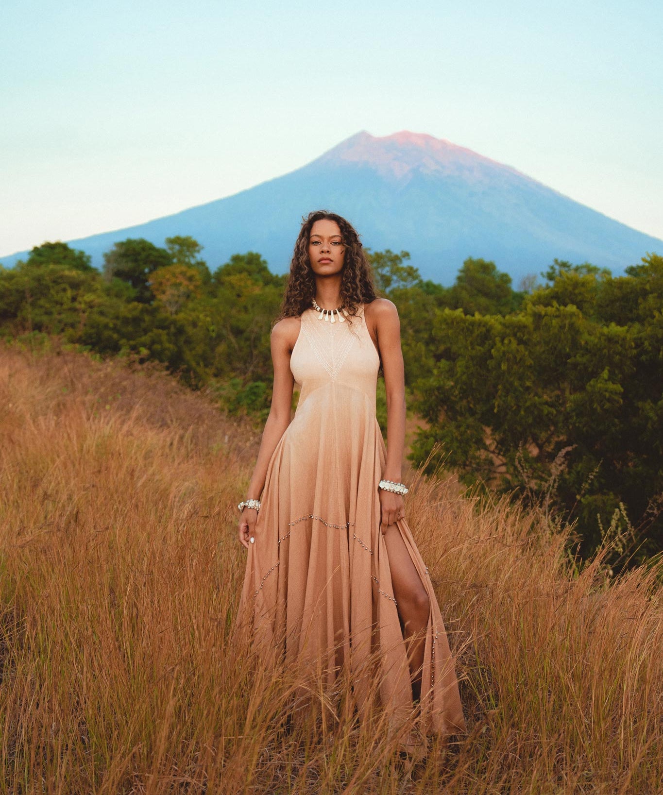 Powder Pink Bhakti Dress • Organic Cocktail Dress • Ombré Minimalist Dress - AYA SW IDR
