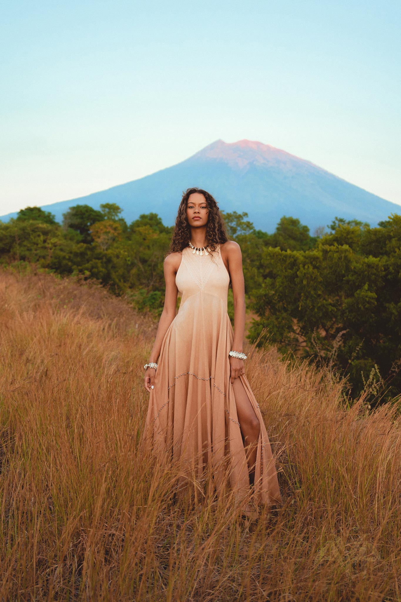 Powder Pink Bhakti Dress • Organic Cocktail Dress • Ombré Minimalist Dress - AYA SW IDR