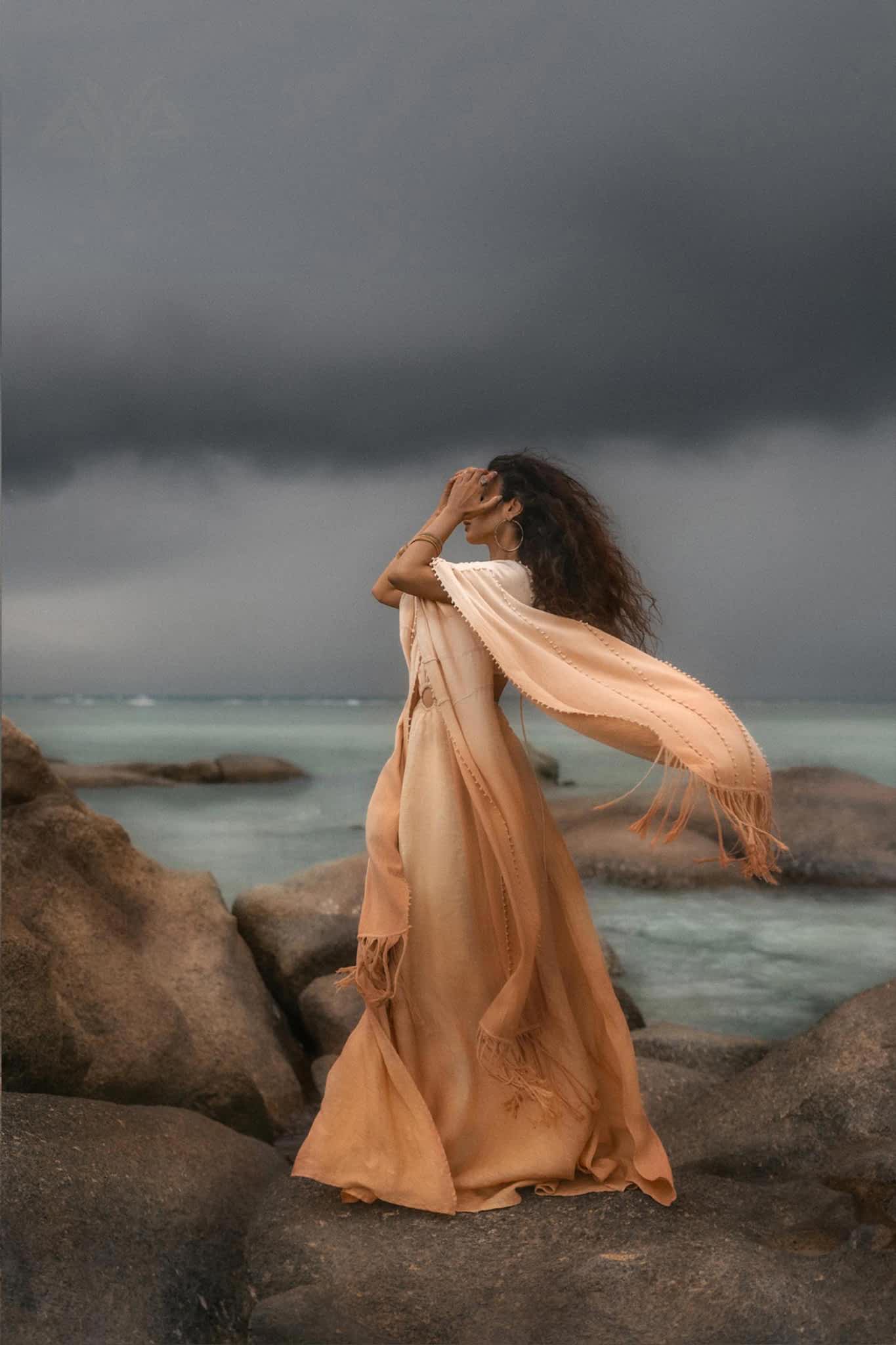 Powder Pink Boho Poncho • Bohemian Cape • Plus Size Clothing • Wrap Shawl • Ombre Sustainable Mantel - AYA SW IDR