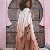 Powder Pink Boho Poncho • Bohemian Cape • Plus Size Clothing • Wrap Shawl • Ombre Sustainable Mantel - AYA SW IDR