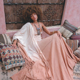 Powder Pink Boho Poncho • Bohemian Cape • Plus Size Clothing • Wrap Shawl • Ombre Sustainable Mantel - AYA SW IDR