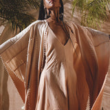 Powder Pink Boho Poncho • Bohemian Cape • Plus Size Clothing • Wrap Shawl • Ombre Sustainable Mantel - AYA SW IDR
