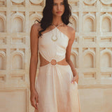 Powder Pink Freyja Dress • Open Maxi Dress • Ombre Party Bridesmaid Ring Dress - AYA SW IDR