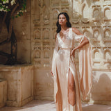 Powder Pink Matangi Peace Silk Gown • Silk Wedding Guest Dress • Boho Elegant Dress - AYA SW IDR
