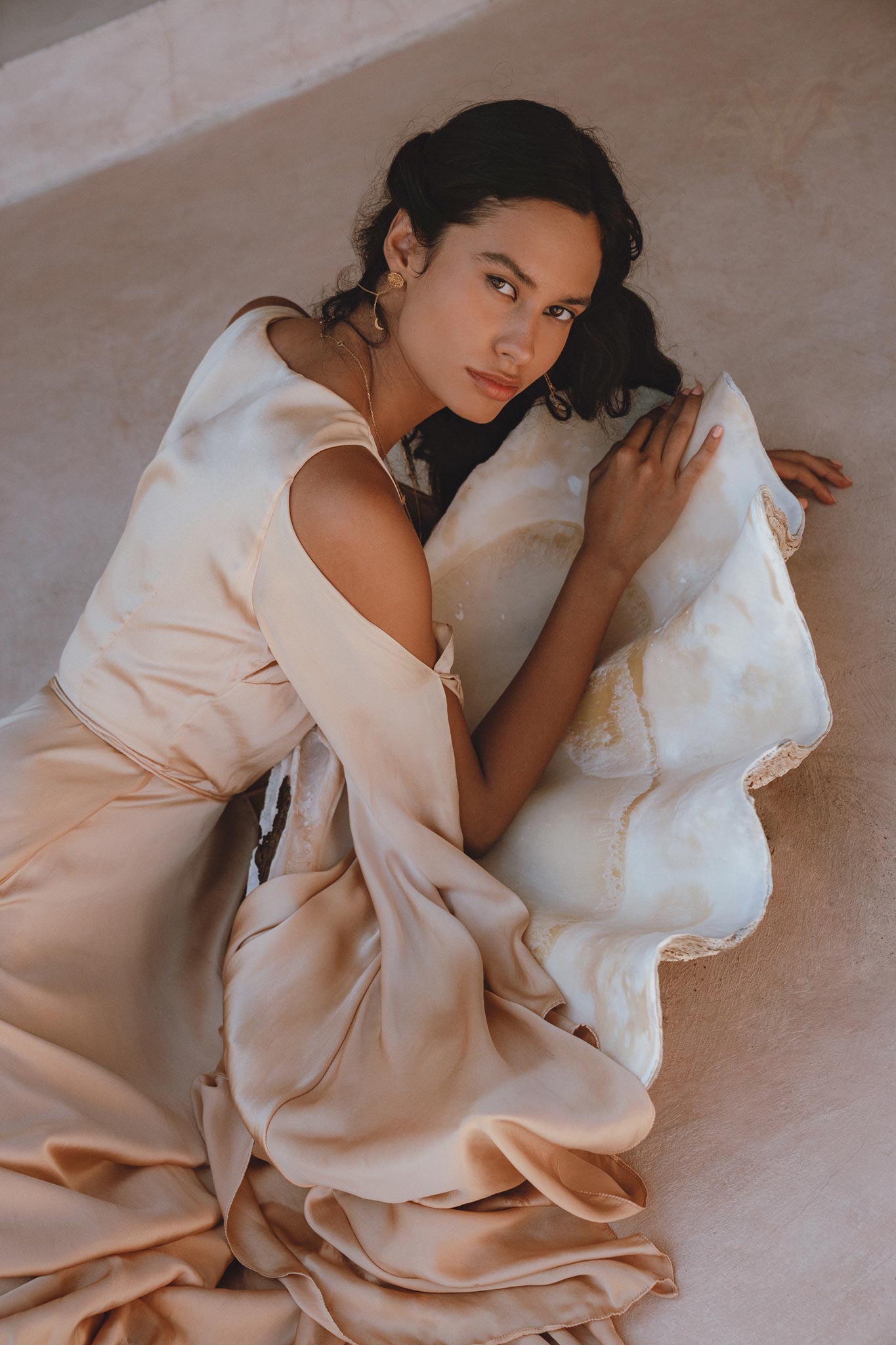 Powder Pink Matangi Peace Silk Gown • Silk Wedding Guest Dress • Boho Elegant Dress - AYA SW IDR