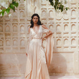 Powder Pink Matangi Peace Silk Gown • Silk Wedding Guest Dress • Boho Elegant Dress - AYA SW IDR