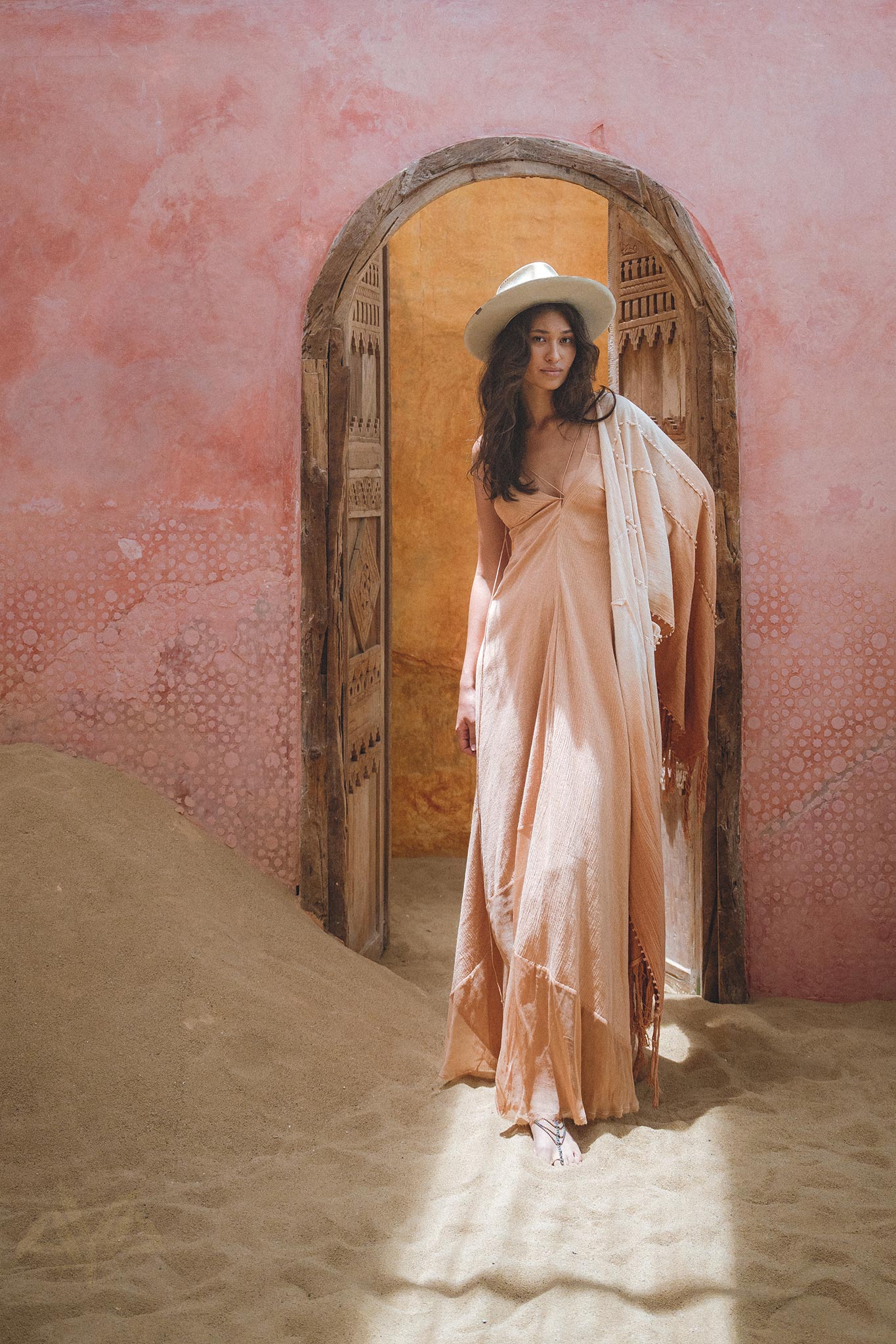 Powder Pink Padma Dress • Bohemian Handloomed Dress • Greek Goddess Summer Dress - AYA SW IDR