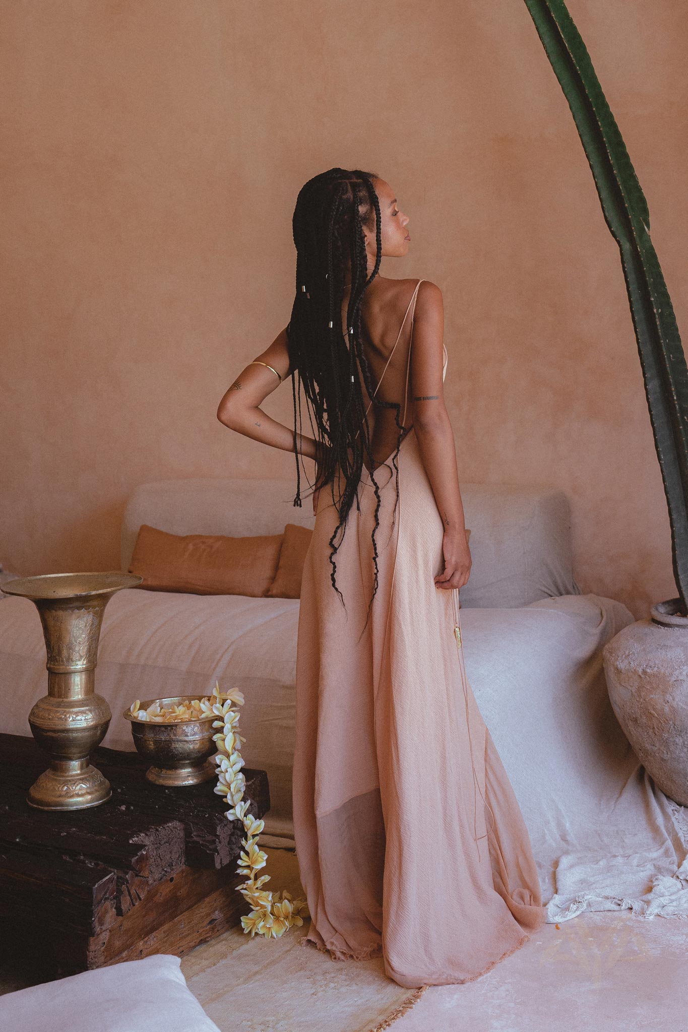 Powder Pink Padma Dress • Bohemian Handloomed Dress • Greek Goddess Summer Dress - AYA SW IDR