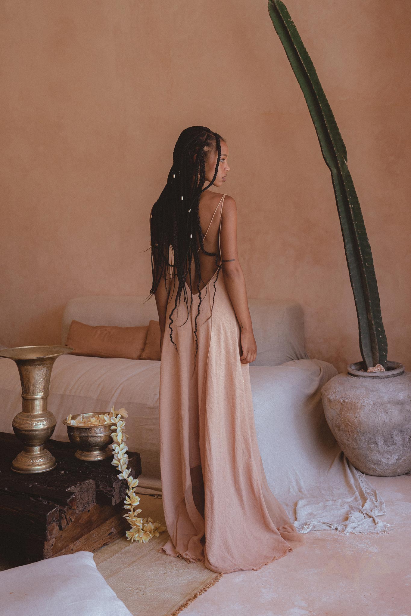 Powder Pink Padma Dress • Bohemian Handloomed Dress • Greek Goddess Summer Dress - AYA SW IDR