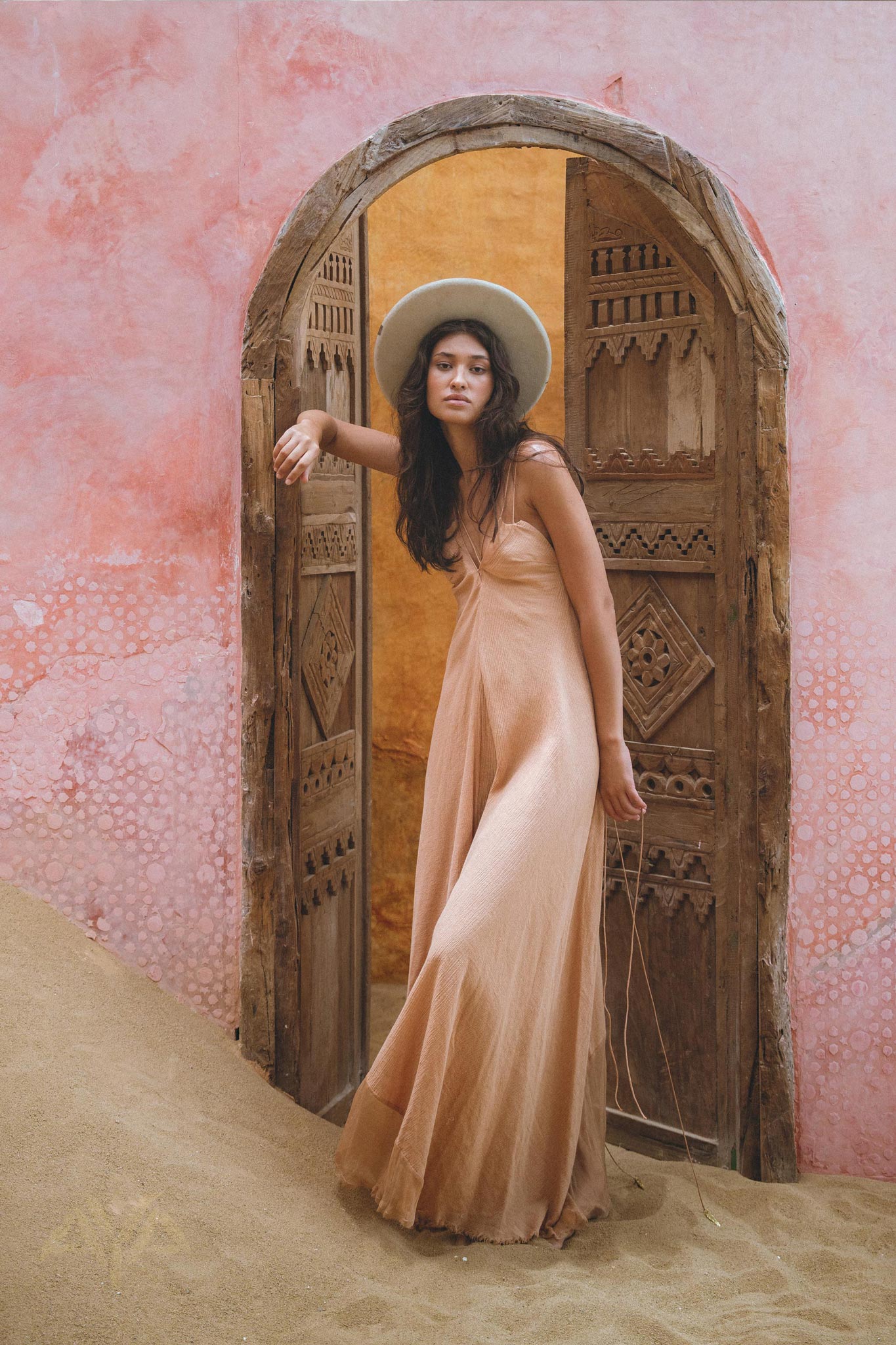 Powder Pink Padma Dress • Bohemian Handloomed Dress • Greek Goddess Summer Dress - AYA SW IDR