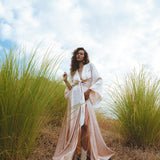 Powder Pink Venus Peace Silk Blouse • Ombre Goddess Top • Boho Wrap Top - AYA SW IDR
