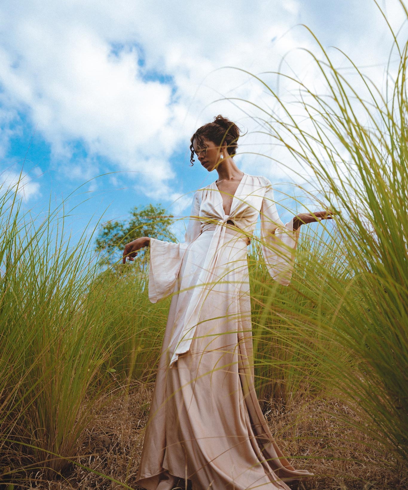 Powder Pink Venus Peace Silk Skirt • Minimalist Wrap Skirt • Organic Summer Wrap Skirt - AYA SW IDR