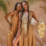Powder Yellow Athena Cape • Bohemian Ombré Macrame Cape Dress • multiway Cover Up - AYA SW IDR