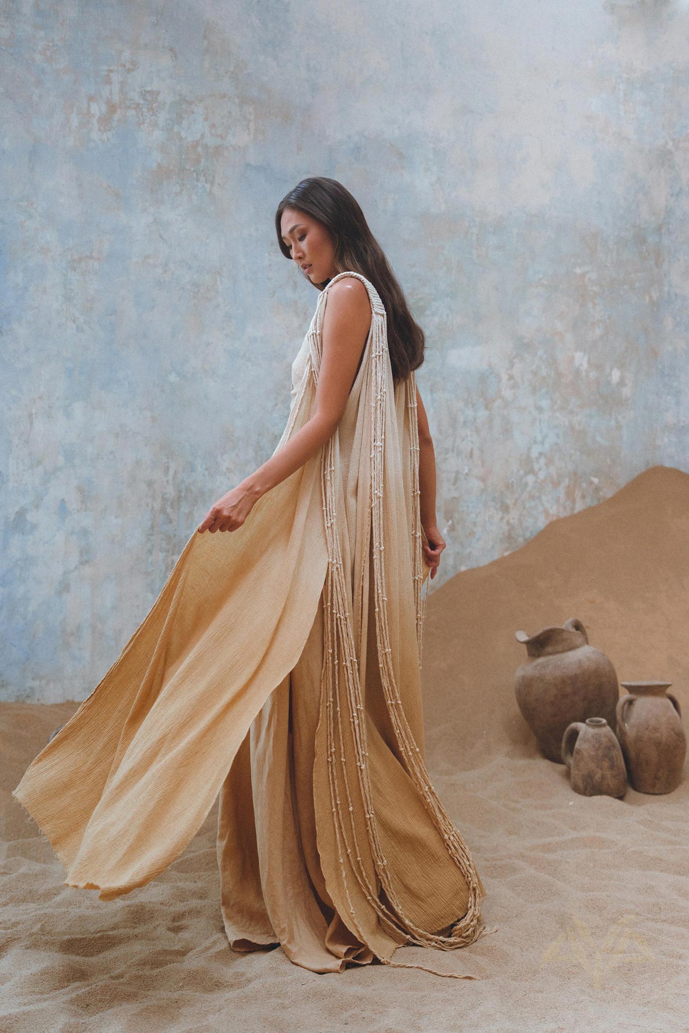Powder Yellow Athena Cape • Bohemian Ombré Macrame Cape Dress • multiway Cover Up - AYA SW IDR