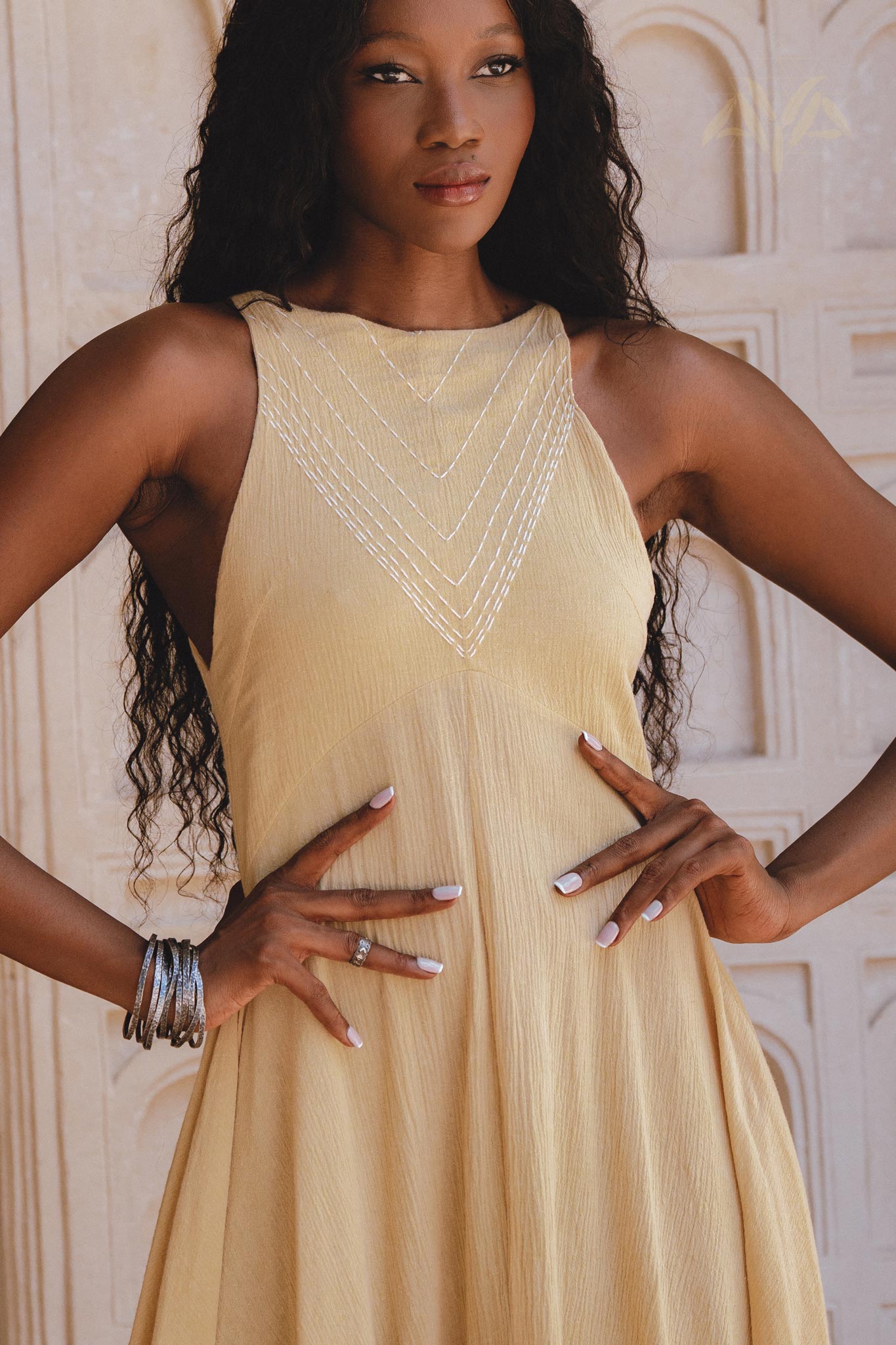 Powder Yellow Bhakti Dress • Boho Jingle Bells Dress • Organic Casual Cocktail Dress - AYA SW IDR
