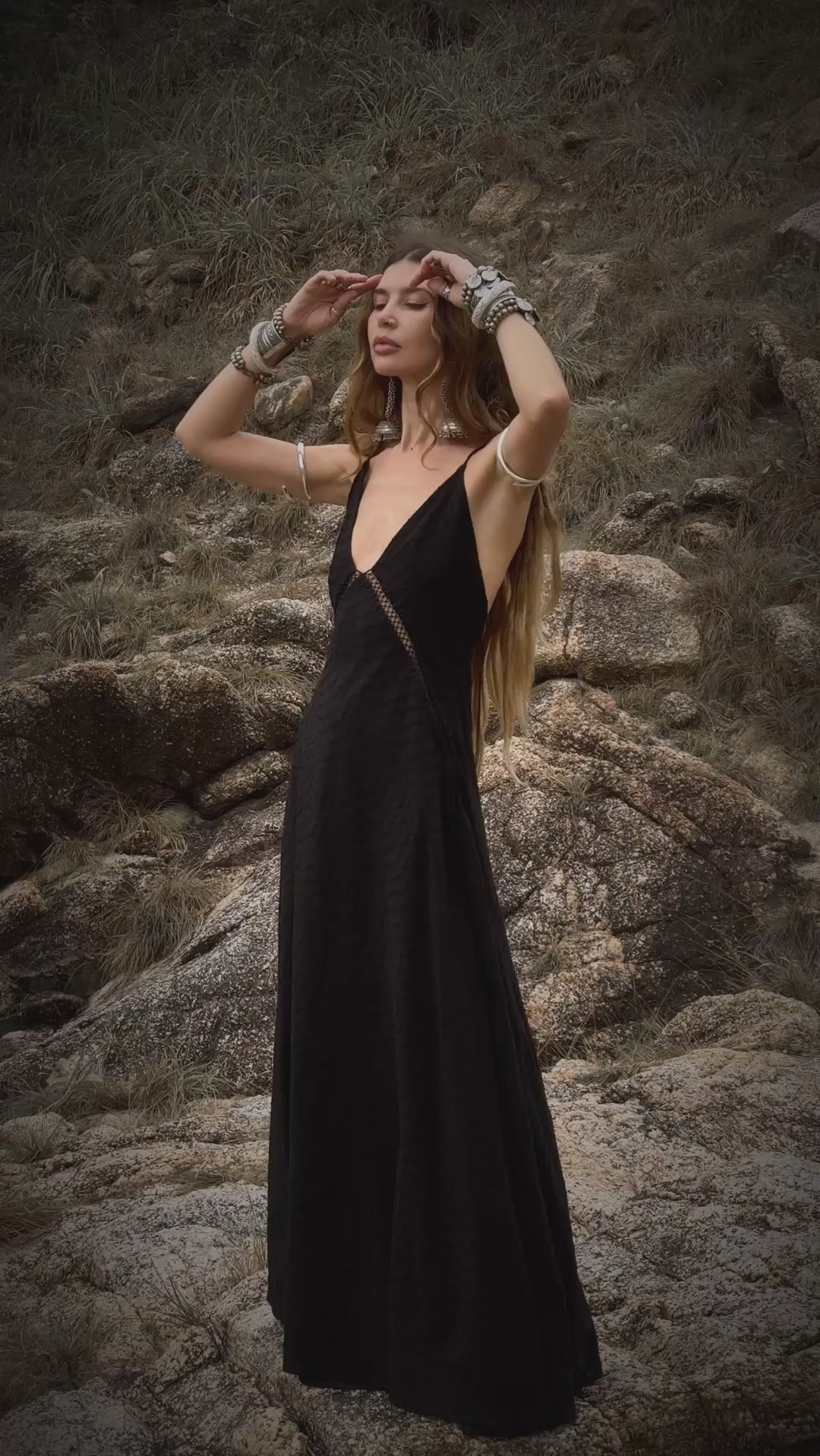 Dhara Loom Dress in Black colour WD115 BKC — movement video