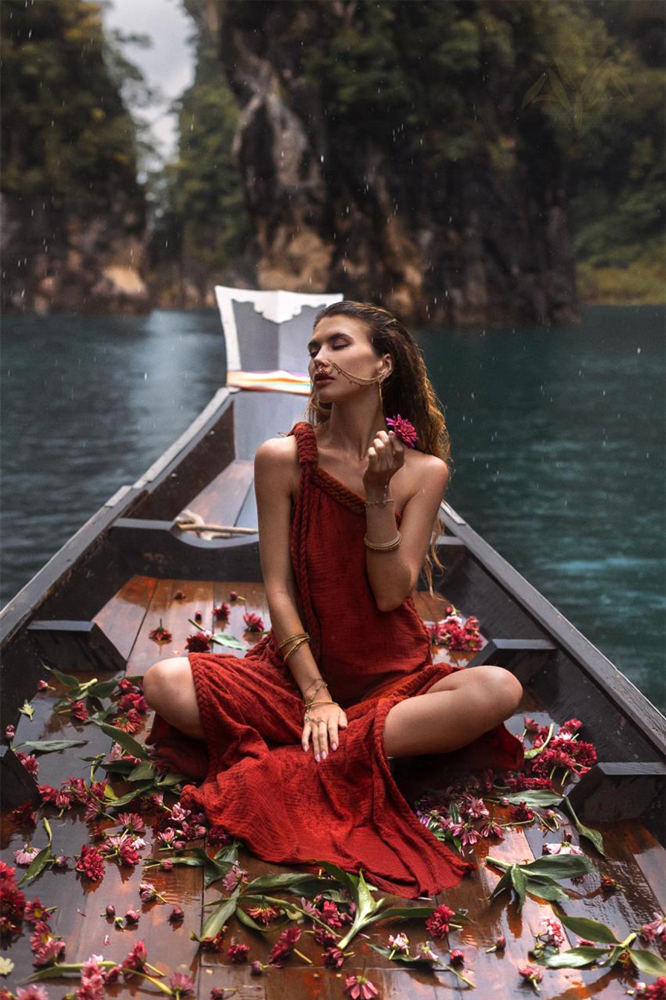 Red Aurora Greek Goddess Dress • Boho Macrame Dress • Boho Sustainable Dress - AYA SW IDR