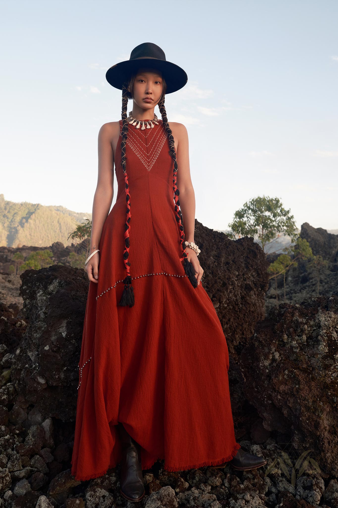 Red Bhakti Dress • Boho A Line Goddess Dress • Minimalist Cocktail Dress - AYA SW IDR