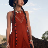 Red Bhakti Dress • Boho A Line Goddess Dress • Minimalist Cocktail Dress - AYA SW IDR