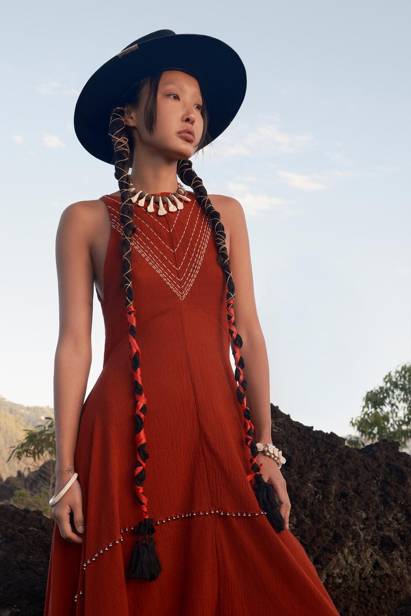 Red Bhakti Dress • Boho A Line Goddess Dress • Minimalist Cocktail Dress - AYA SW IDR