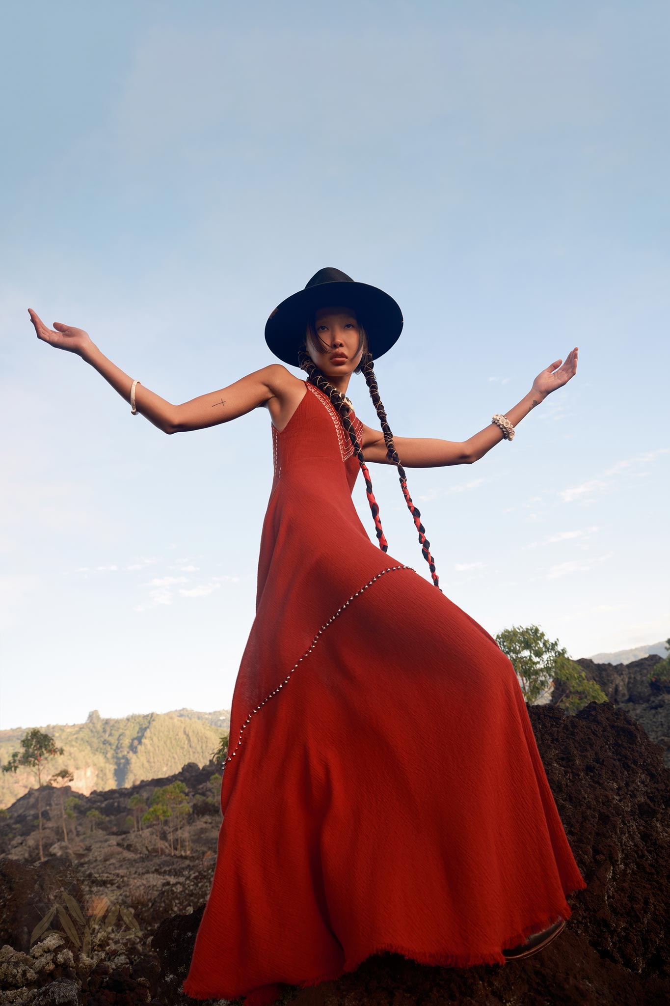 Red Bhakti Dress • Boho A Line Goddess Dress • Minimalist Cocktail Dress - AYA SW IDR