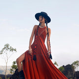 Red Bhakti Dress • Boho A Line Goddess Dress • Minimalist Cocktail Dress - AYA SW IDR