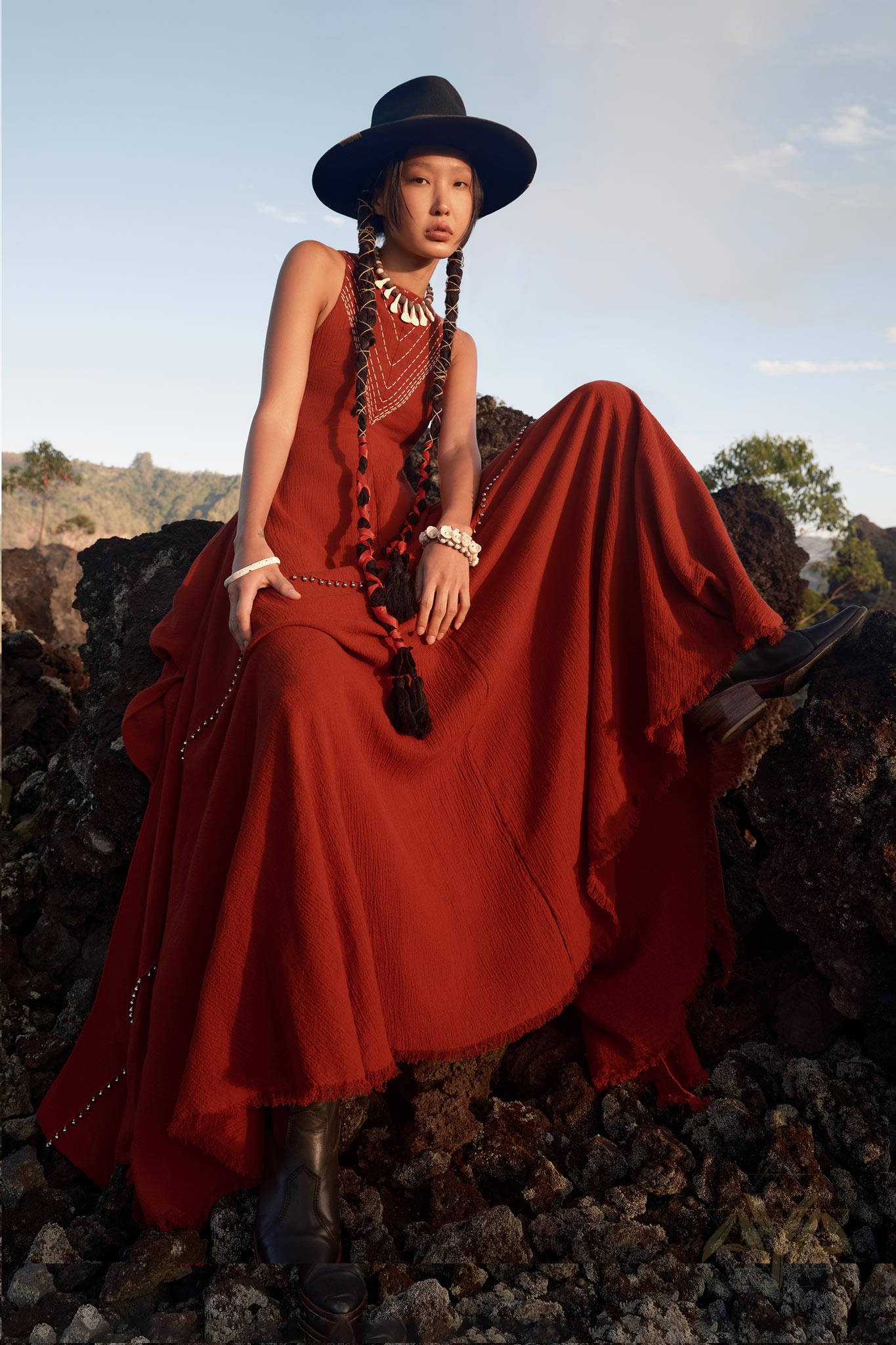 Red Bhakti Dress • Boho A Line Goddess Dress • Minimalist Cocktail Dress - AYA SW IDR