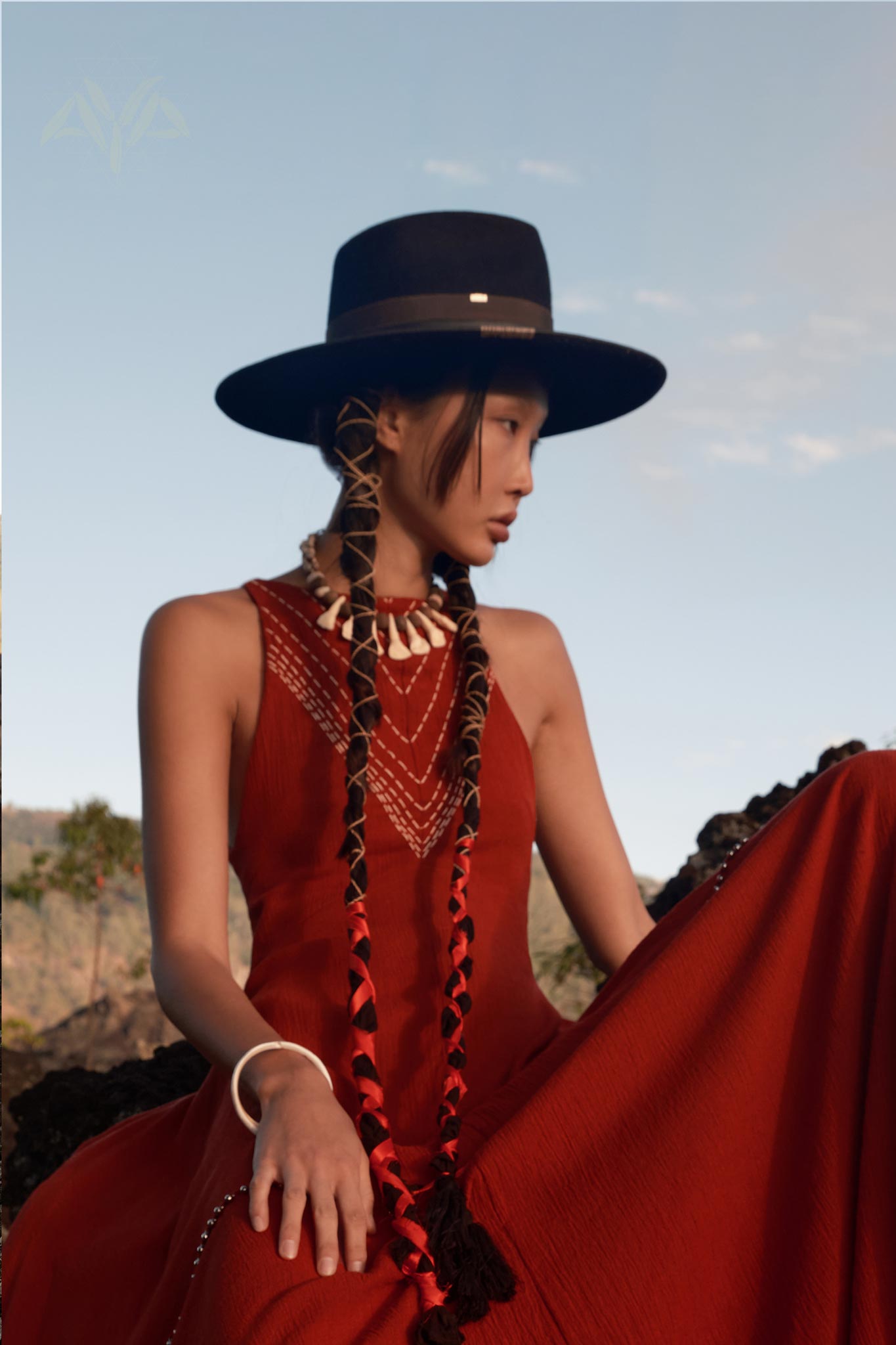 Red Bhakti Dress • Boho A Line Goddess Dress • Minimalist Cocktail Dress - AYA SW IDR