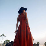 Red Bhakti Dress • Boho A Line Goddess Dress • Minimalist Cocktail Dress - AYA SW IDR