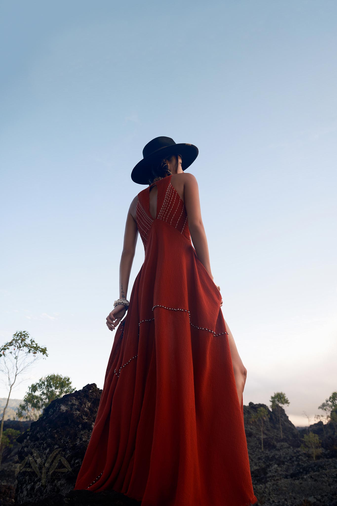 Red Bhakti Dress • Boho A Line Goddess Dress • Minimalist Cocktail Dress - AYA SW IDR