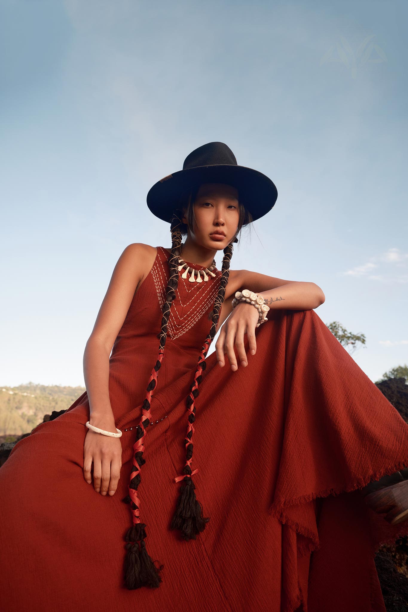 Red Bhakti Dress • Boho A Line Goddess Dress • Minimalist Cocktail Dress - AYA SW IDR
