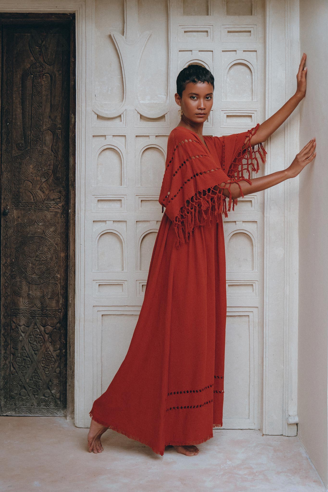 Red Boho Dress • Boho Dress for Women • Red Maxi Bridesmaid Dress - AYA SW IDR