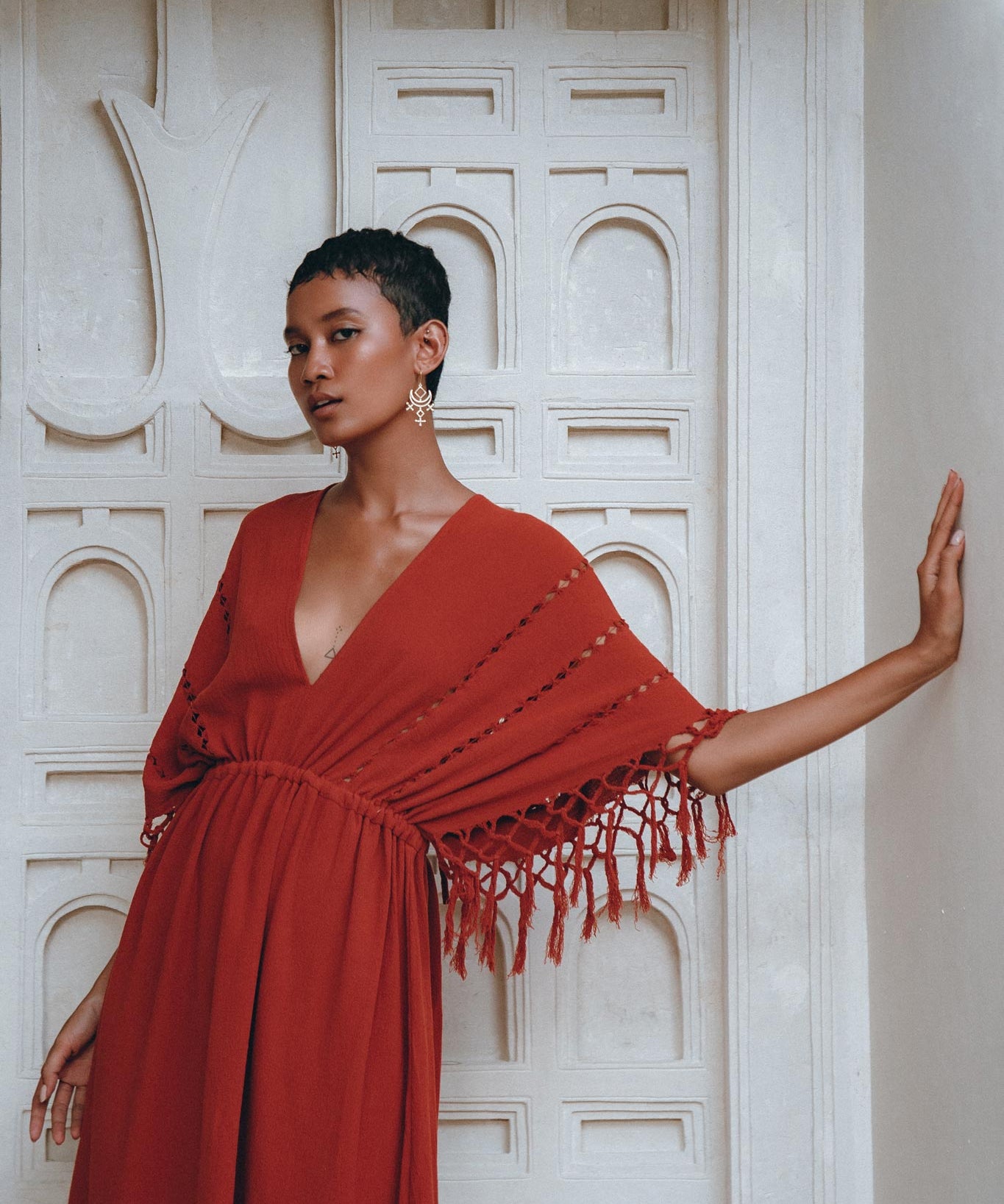 Red Boho Dress • Boho Dress for Women • Red Maxi Bridesmaid Dress - AYA SW IDR