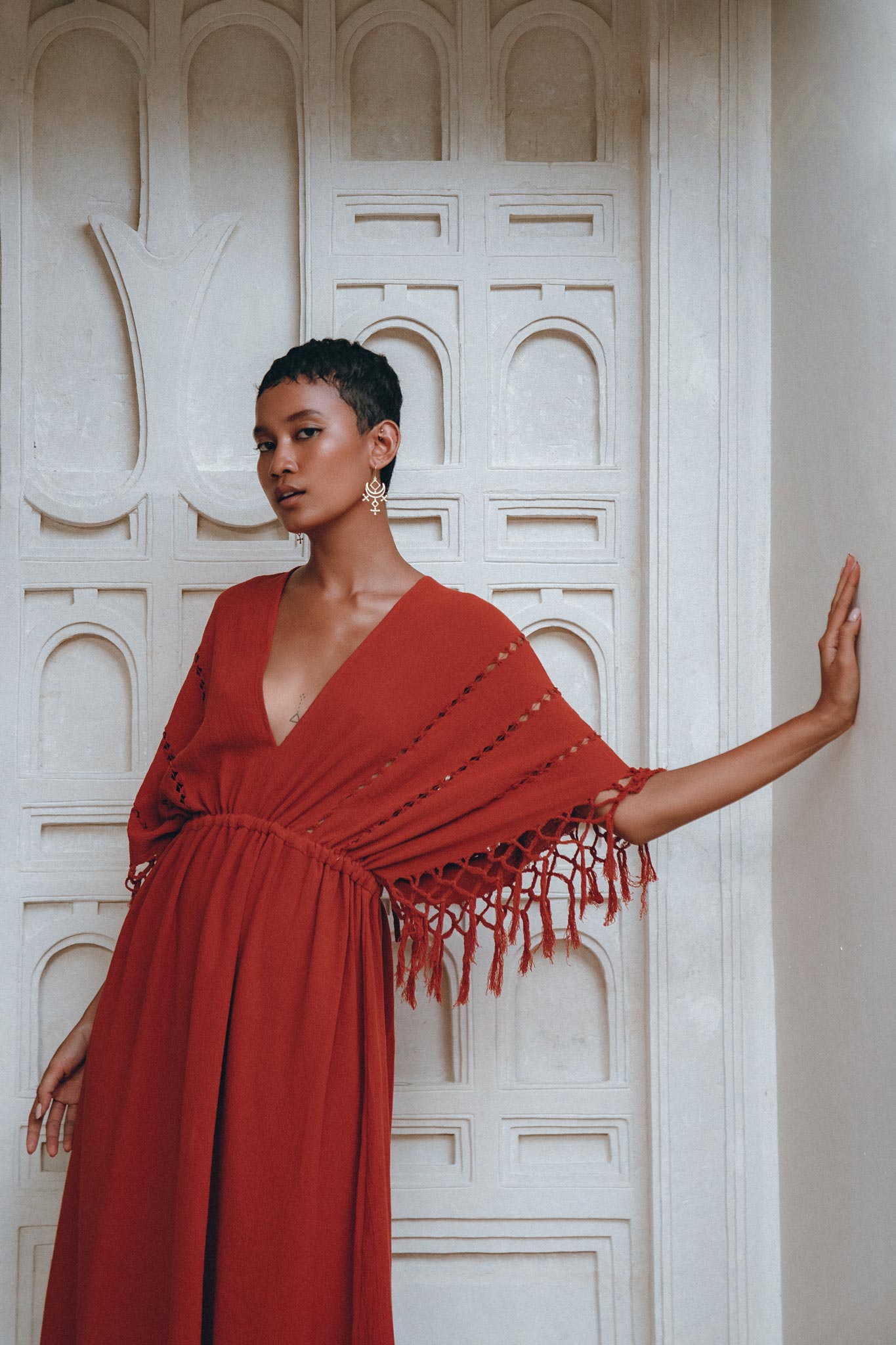 Red Boho Dress • Boho Dress for Women • Red Maxi Bridesmaid Dress - AYA SW IDR