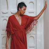 Red Boho Dress • Boho Dress for Women • Red Maxi Bridesmaid Dress - AYA SW IDR