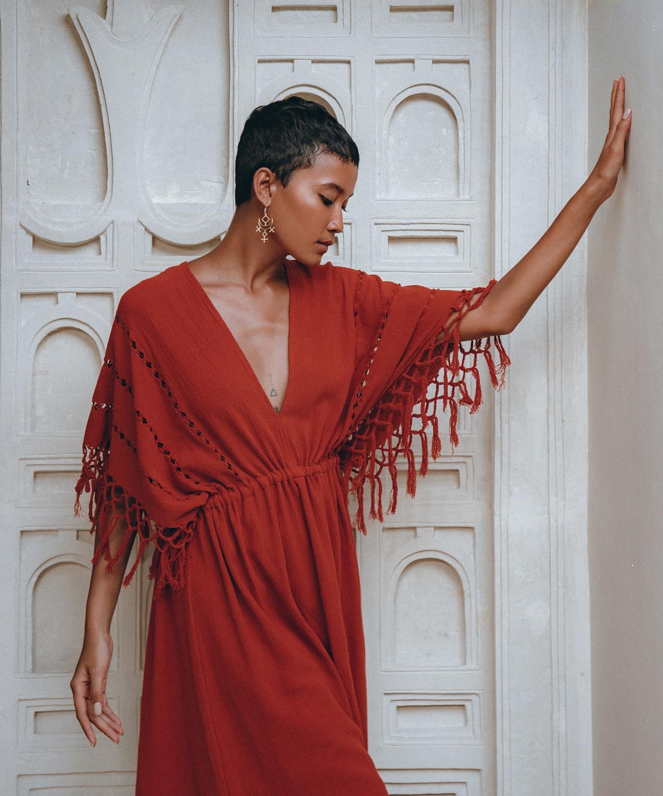 Red Boho Dress • Boho Dress for Women • Red Maxi Bridesmaid Dress - AYA SW IDR