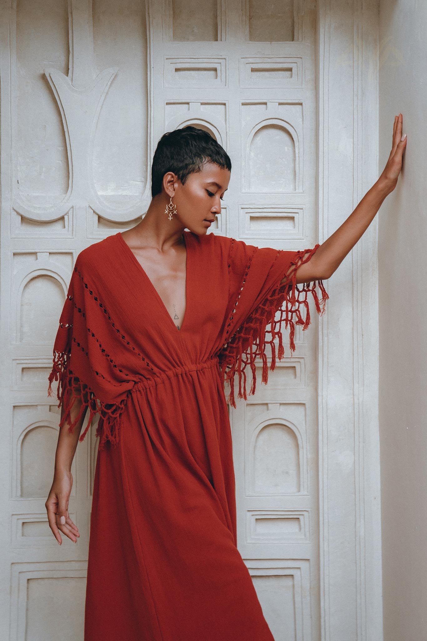 Red Boho Dress • Boho Dress for Women • Red Maxi Bridesmaid Dress - AYA SW IDR