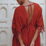 Red Boho Dress • Boho Dress for Women • Red Maxi Bridesmaid Dress - AYA SW IDR